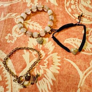 Juicy Couture Gold and Black Heart Charm Bracelet Trio
